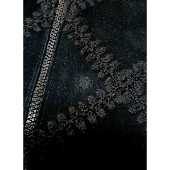 Vintage Studio Works Black Patchwork Leather Knit Zip Sweater Large Y2K Grunge - Picture 7 of 8